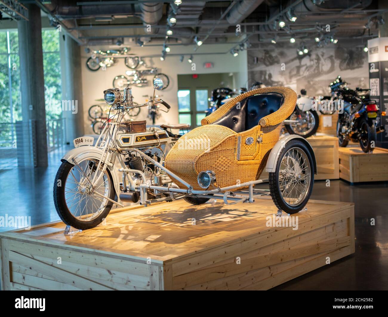 rattan wicker motorcycle sidecar at the Barber Motorsport Museum Leeds