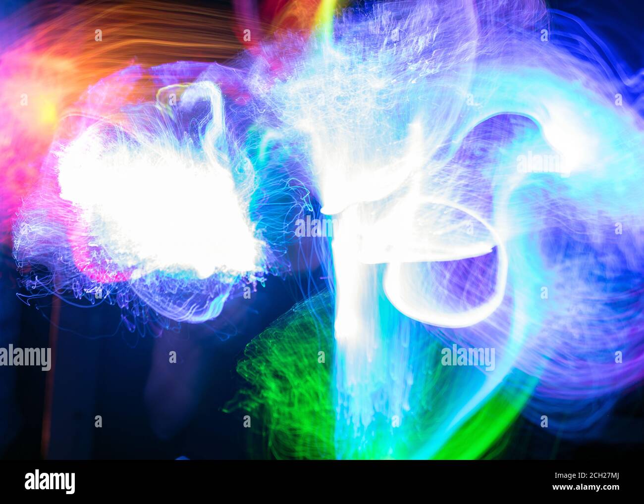 beautiful and colorful light paintings, abstract light lines and contours, happy light textures Stock Photo