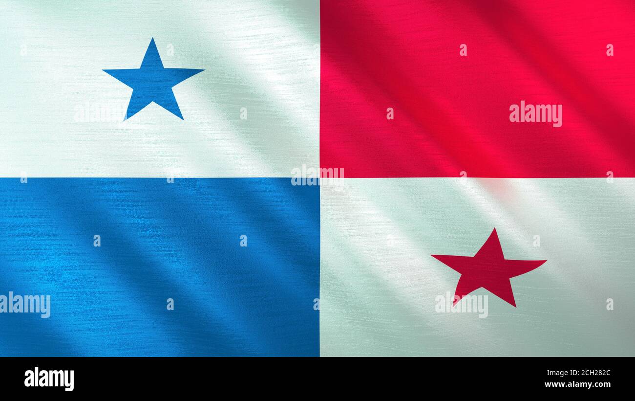 The waving flag of Panama. High quality 3D illustration. Perfect for news, reportage, events. Stock Photo