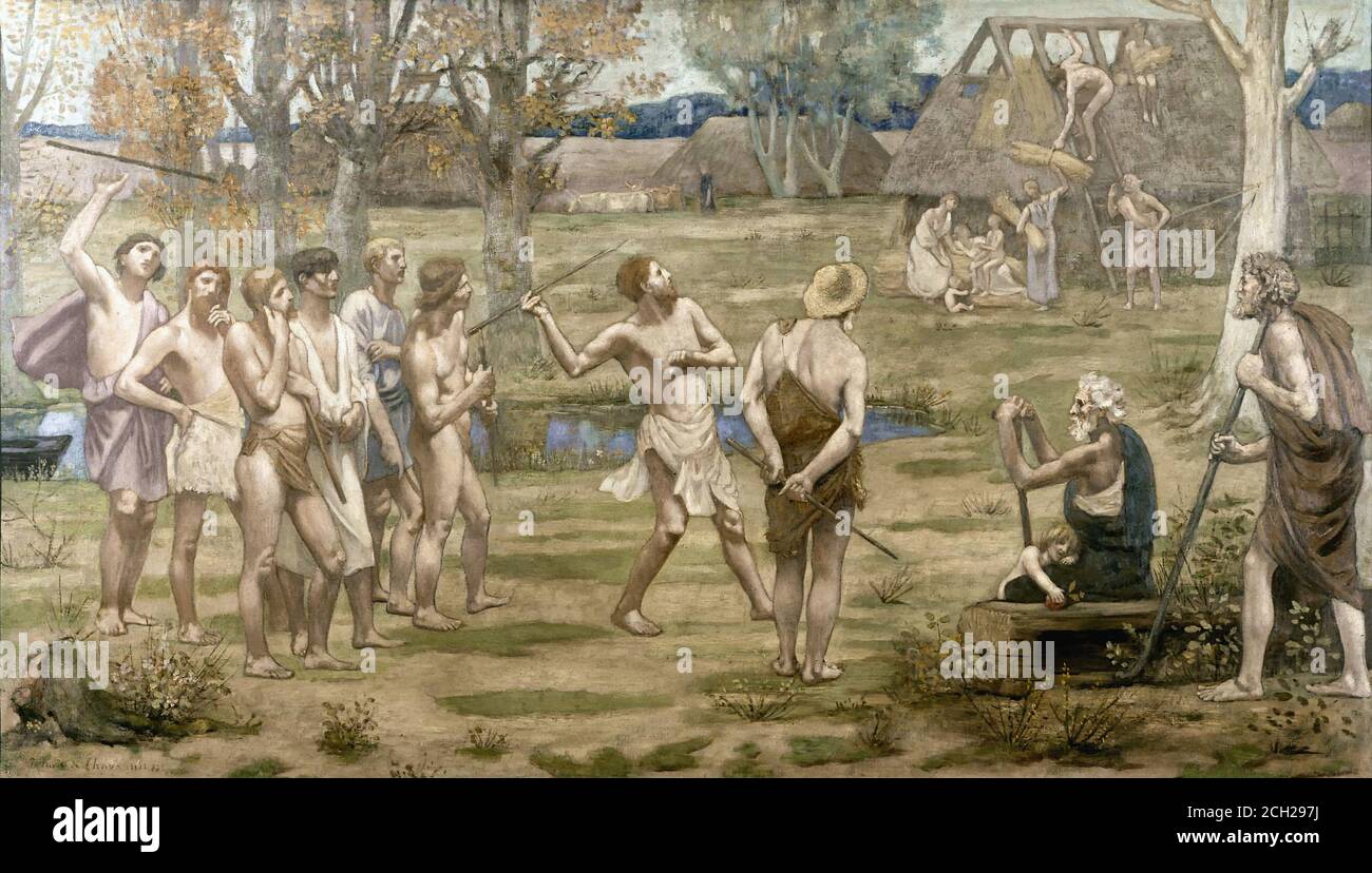 Puvis De Chavannes Pierre - Ludus Pro Patria 3 - French School - 19th and Early 20th Century Stock Photo