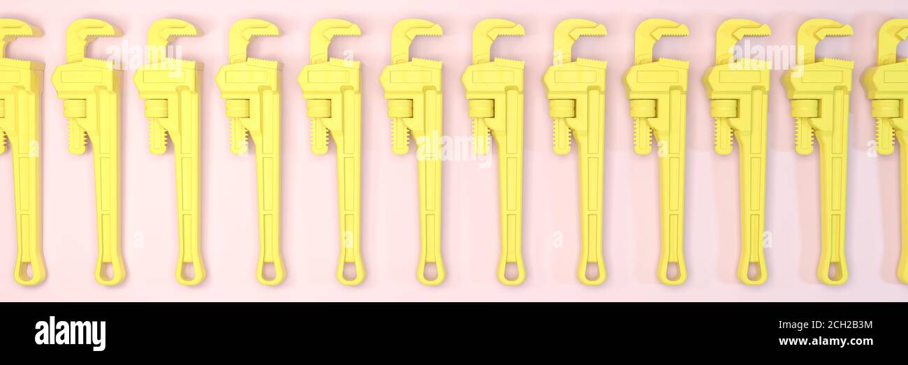 3d illustration, concept complement and mechanic workshop tools,pipe ...