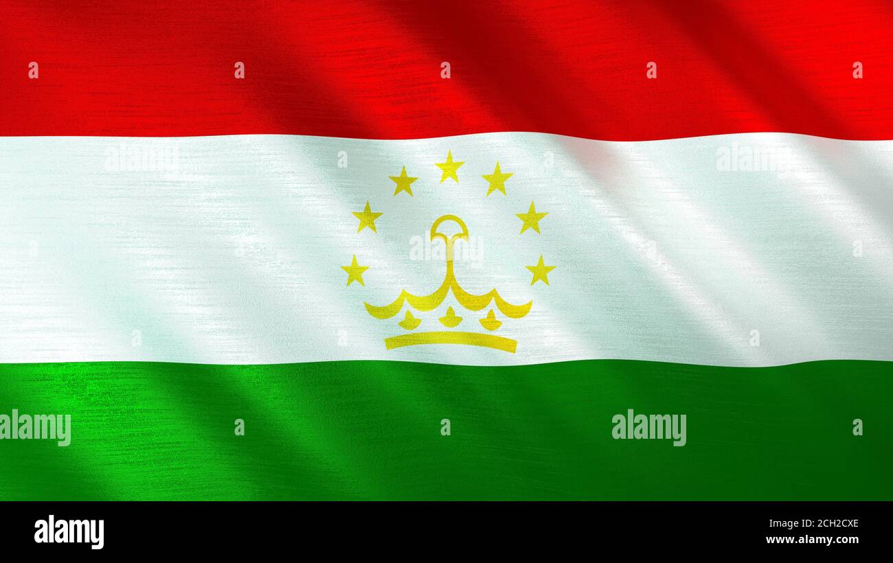 The waving flag of Tajikistan. High quality 3D illustration. Perfect for news, reportage, events. Stock Photo