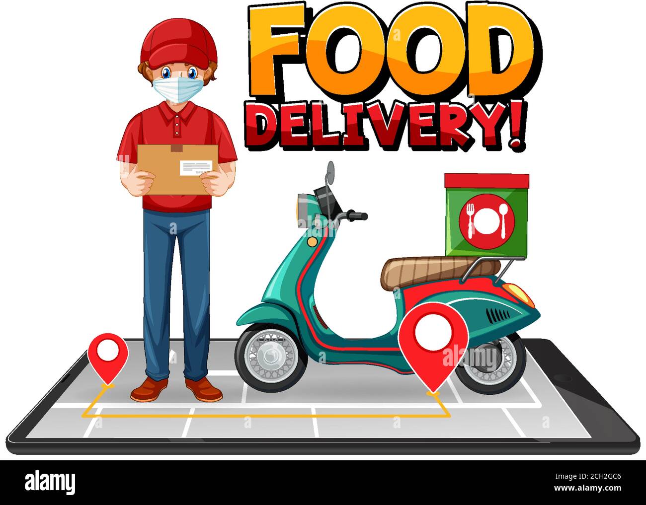Bike food delivery vector Stock Vector Image & Art - Alamy