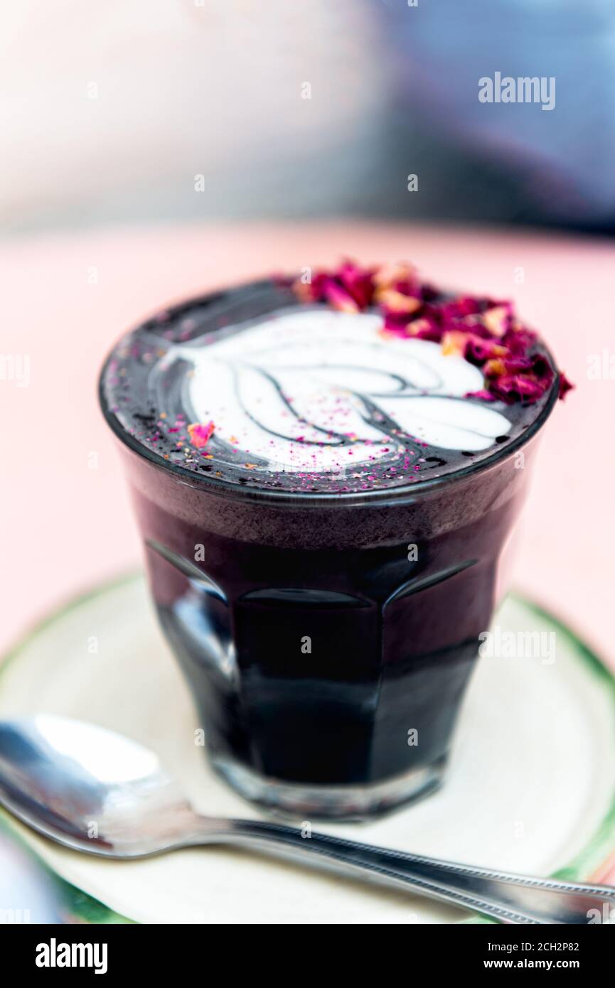 Black Latte from activated charcoal Stock Photo Alamy