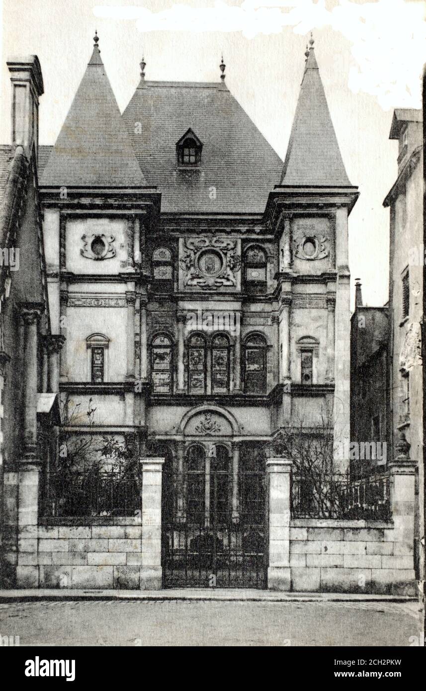 A historical view of the Maison de Diane de Poitiers also known as Hotel Cabu in Orléans which housed a historical museum in Orléans, Centre-Val de Loire, France, taken from a postcard c.early 1900s. Stock Photo