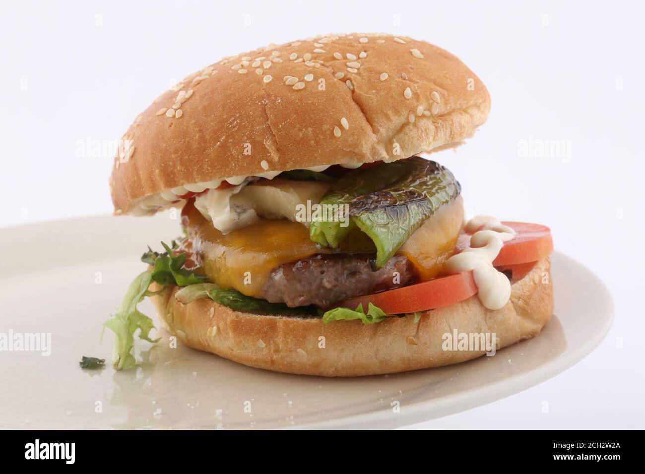 homemade cheese burger Stock Photo