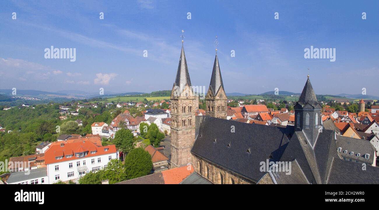 Aerial view on the Dom Saint Peter in Fritzlar, Germany Stock Photo