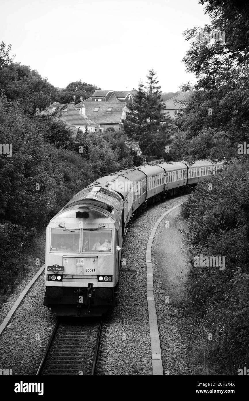 60063 at the rear of the Taffy Tug Railtour at Penarth Dingle Road. Stock Photo