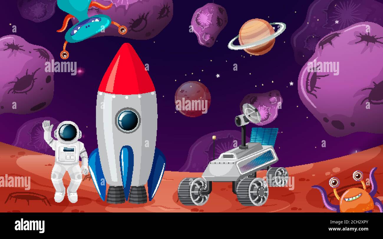 Astronaut in space scene illustration Stock Vector Image & Art - Alamy