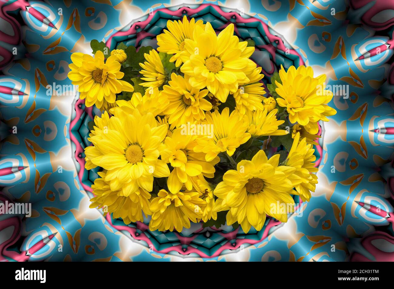 abstract wallpaper, background with a bouquet of yellow flowers