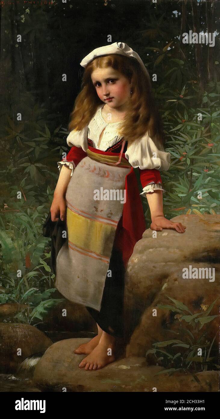 Thirion Charles Victor - Young Girl in Folk Costume - French School - 19th and Early 20th Century Stock Photo