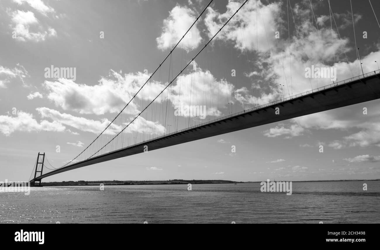 Long narrow suspension bridge Stock Photo