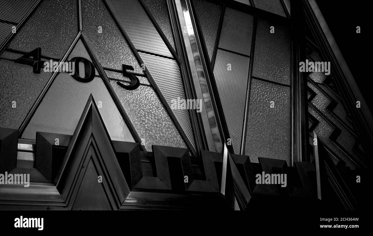 405 Lexington Avenue. Abstract Doorway Transom above Entrance to Chrysler Building, New York Stock Photo