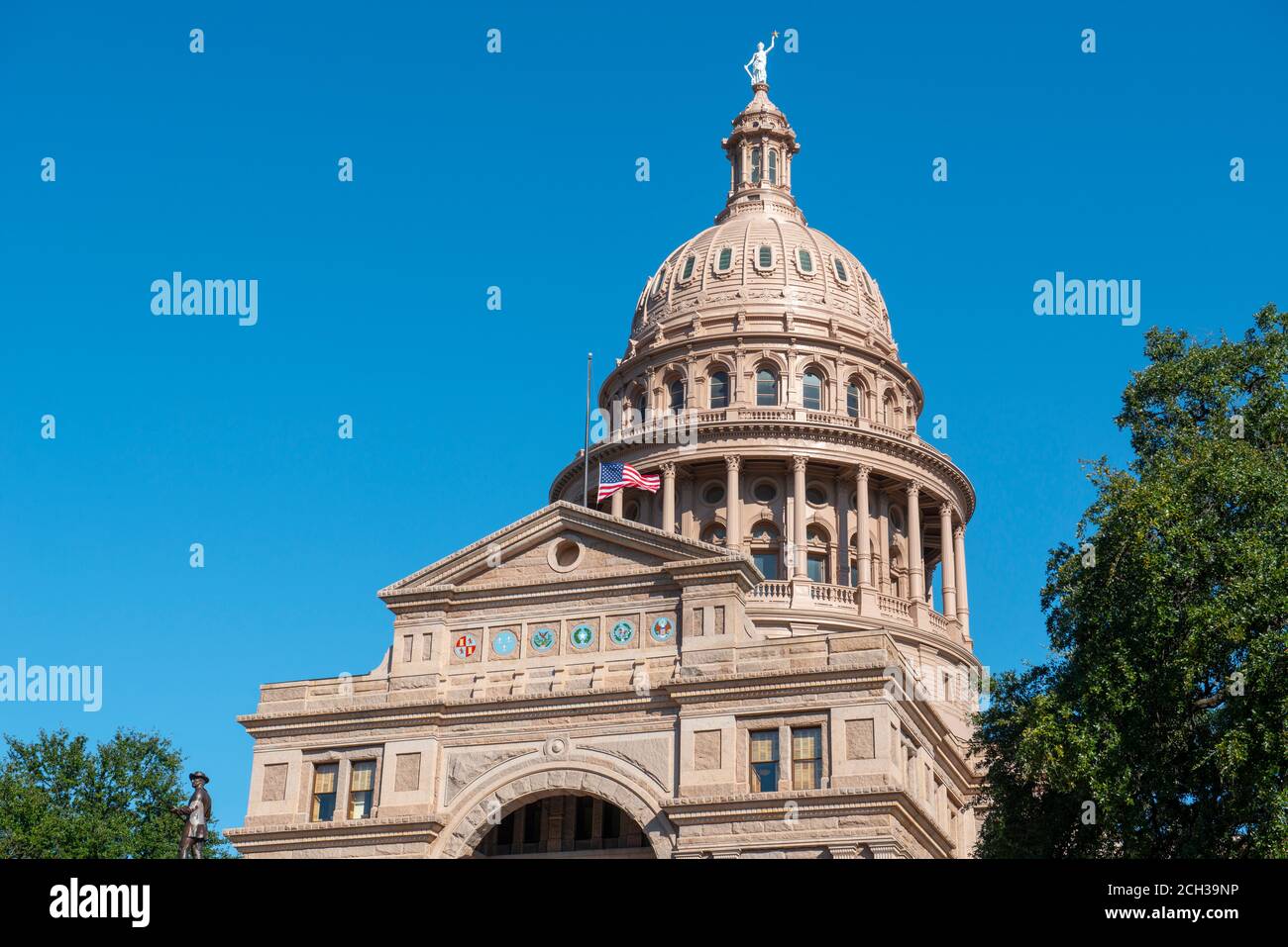 Texas State Capitol is the capitol building and seat of government of Texas in downtown Austin, Texas TX, USA. Stock Photo