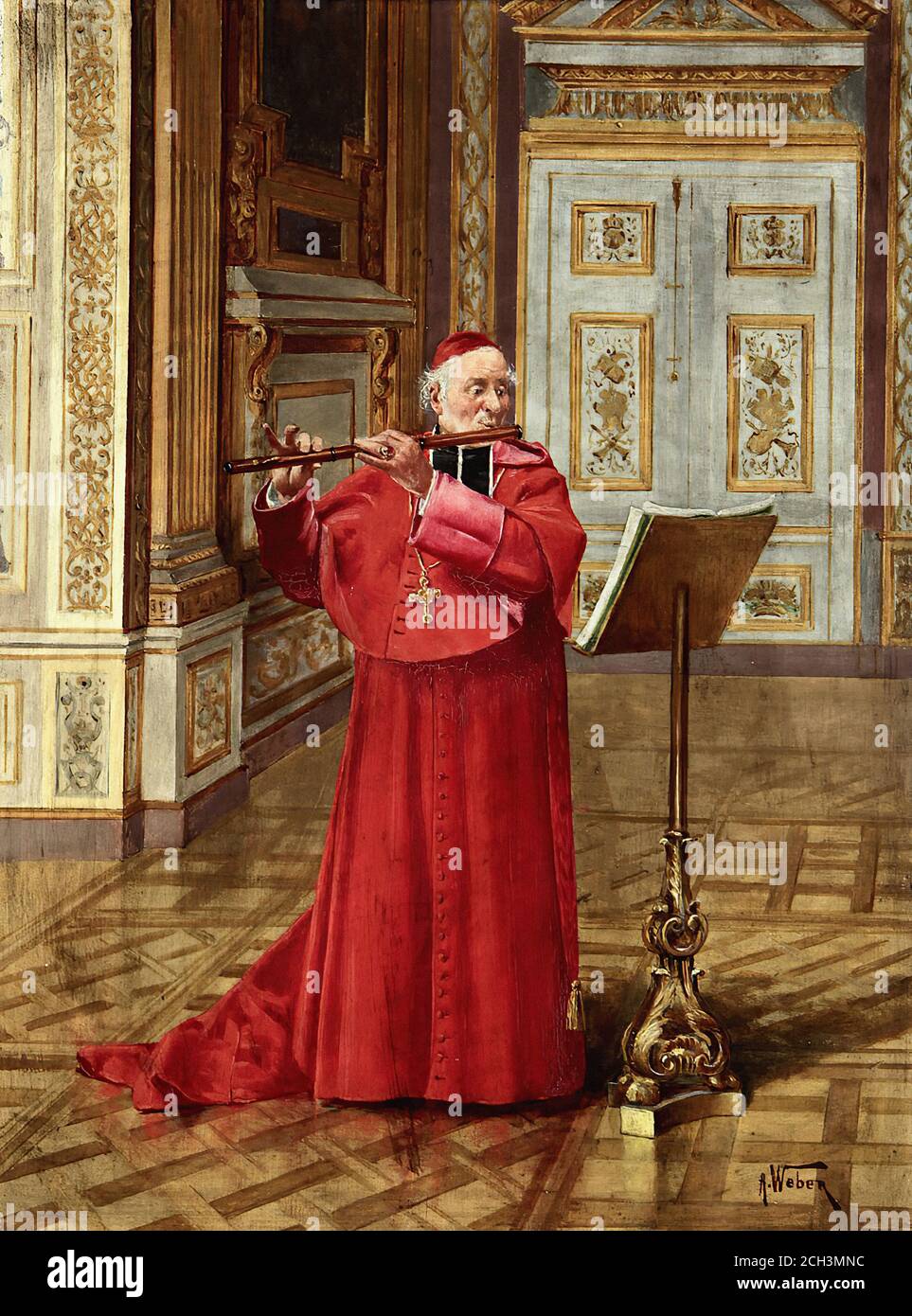 Weber Alfred Charles Cardinal Playing the Flute French School