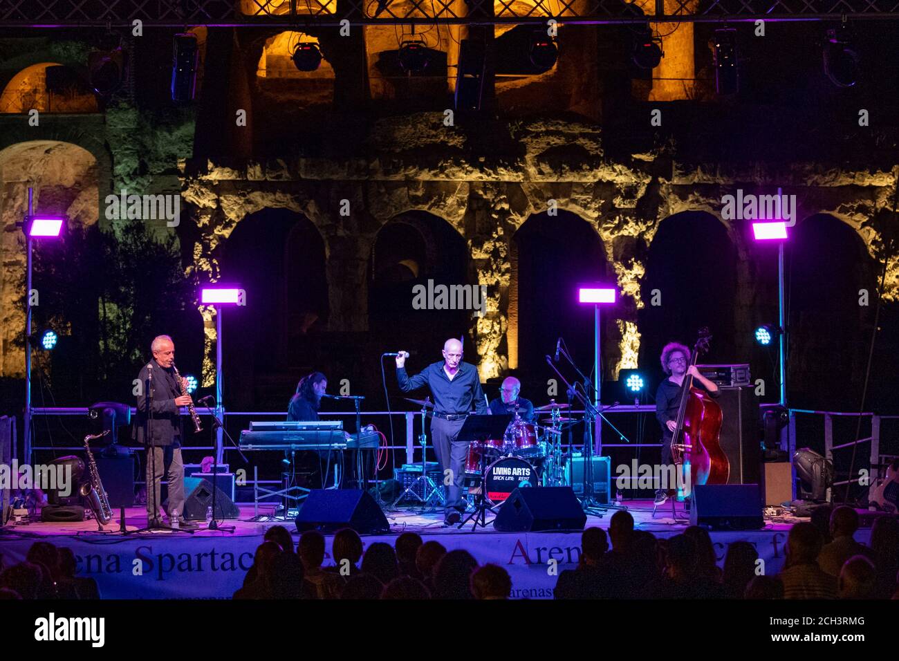 Santa Maria Capua Vetere, Italy. 08th Sep, 2020. The band 'Piccola Orchestra Avion Travel' in concert in the roman amphitheater of Santa Maria Capua Vetere. (Photo by Gennaro Buco/Pacific Press) Credit: Pacific Press Media Production Corp./Alamy Live News Stock Photo