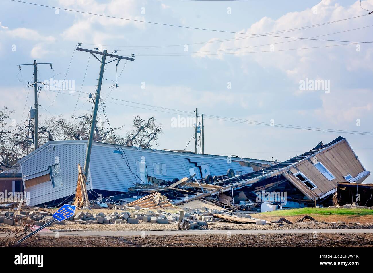 A home, destroyed by Hurricane Laura, is pictured, Sept. 11, 2020, in