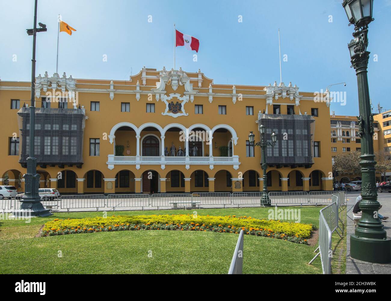 Municipal Palace of Lima or City Hall of Lima, Plaza de Armas, Peru, South America Stock Photo