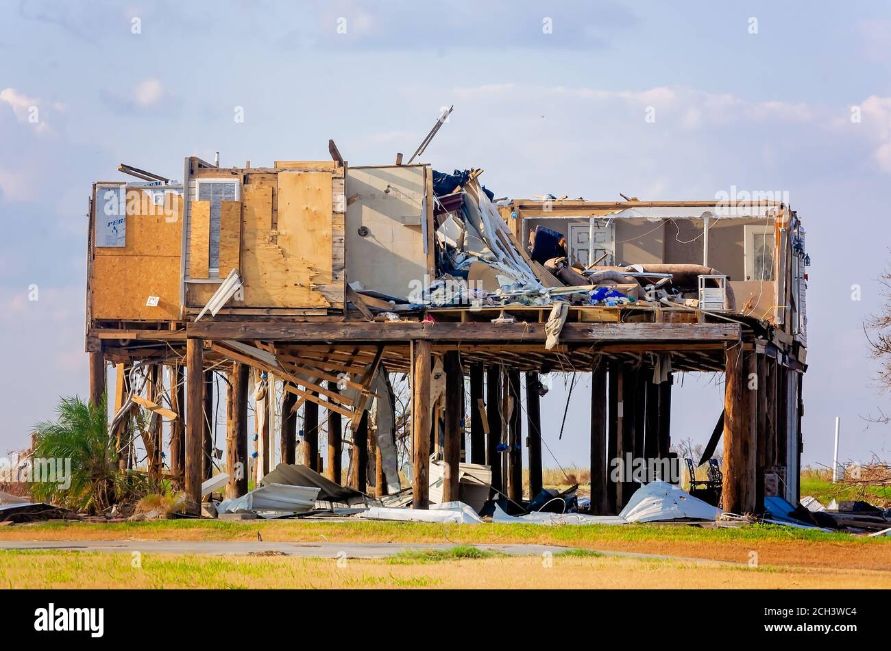 A home, destroyed by Hurricane Laura, is pictured, Sept. 11, 2020, in