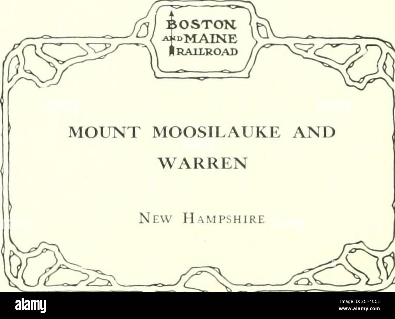 . Mountains of New England . MOLINT MOOSILAUKE ANDWARREN New Hampshire -s^^ Located on White Alountaiiis Division, Boston and Alaine R. R. Stock Photo