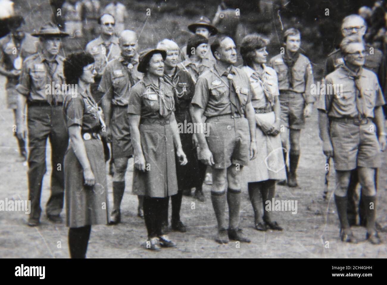 Fine 70s vintage black and white photography of older scouts dressed in ...