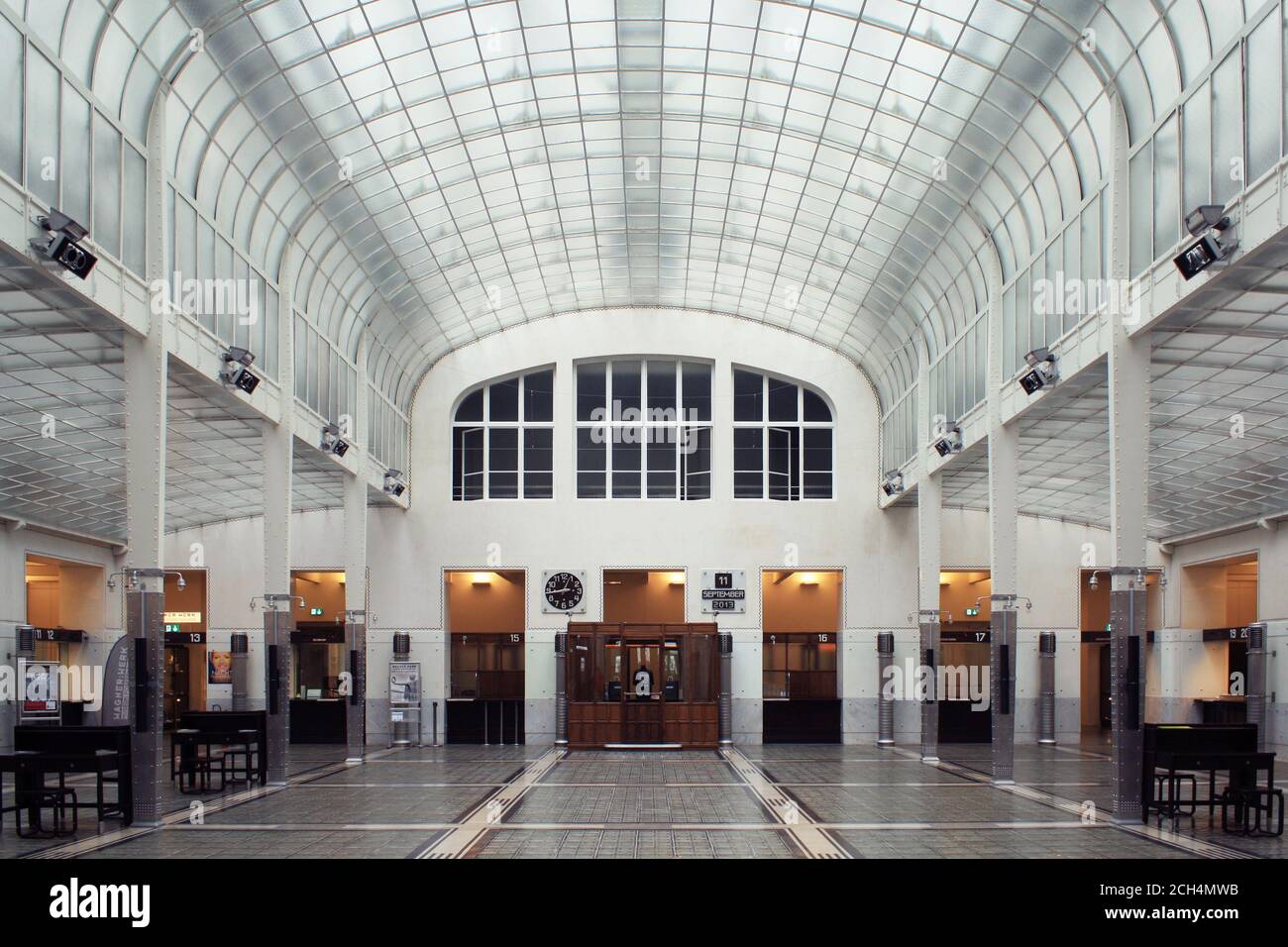 Art Nouveau main hall interior of the Austrian Postal Savings Bank in