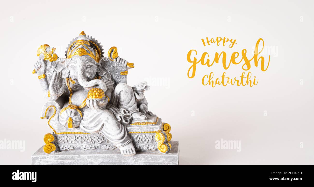 Happy Ganesh Chaturthi festival, Lord Ganesha statue with beautiful texture  on white background, Ganesh is hindu god of Success Stock Photo - Alamy