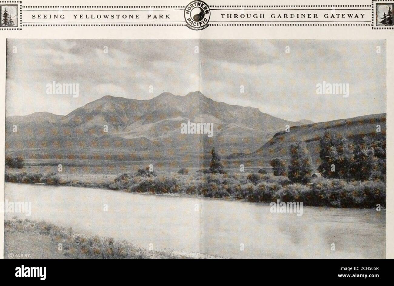 . Yellowstone Park via Gardiner Gateway . e Lake andGrand Canyon come in their natural order and thelatter forms a natural climax impossible in anyother arrangement of the tour. Where thecanyon is seen at the commencement or in themiddle of the tour, the efifect of the entire trip isgreatly lessened When to Go ^MMSMMSP Rjjajaj^jsjgj^j]; :riERE is really little choice as to thetime to visit the park. Th». park TS : season is a short one, from June 15 toMl September 15, three months, and^ I comes at that time of the year whena sojourn among the mountains ismost healthful and pleasurable.While du Stock Photo