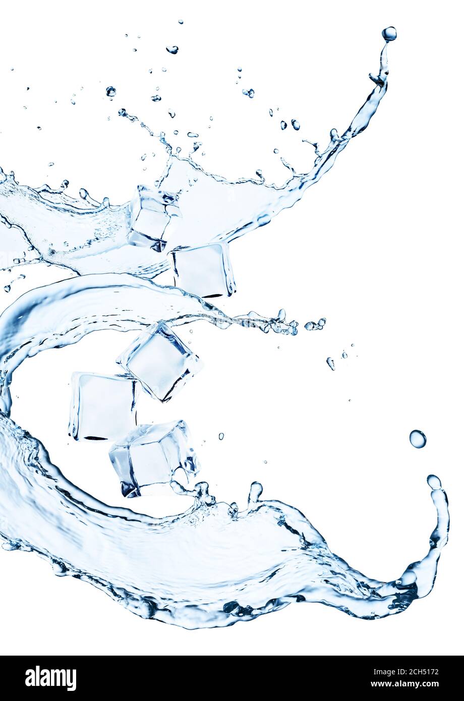 Ice cubes with splashes of water on white background Stock Photo - Alamy