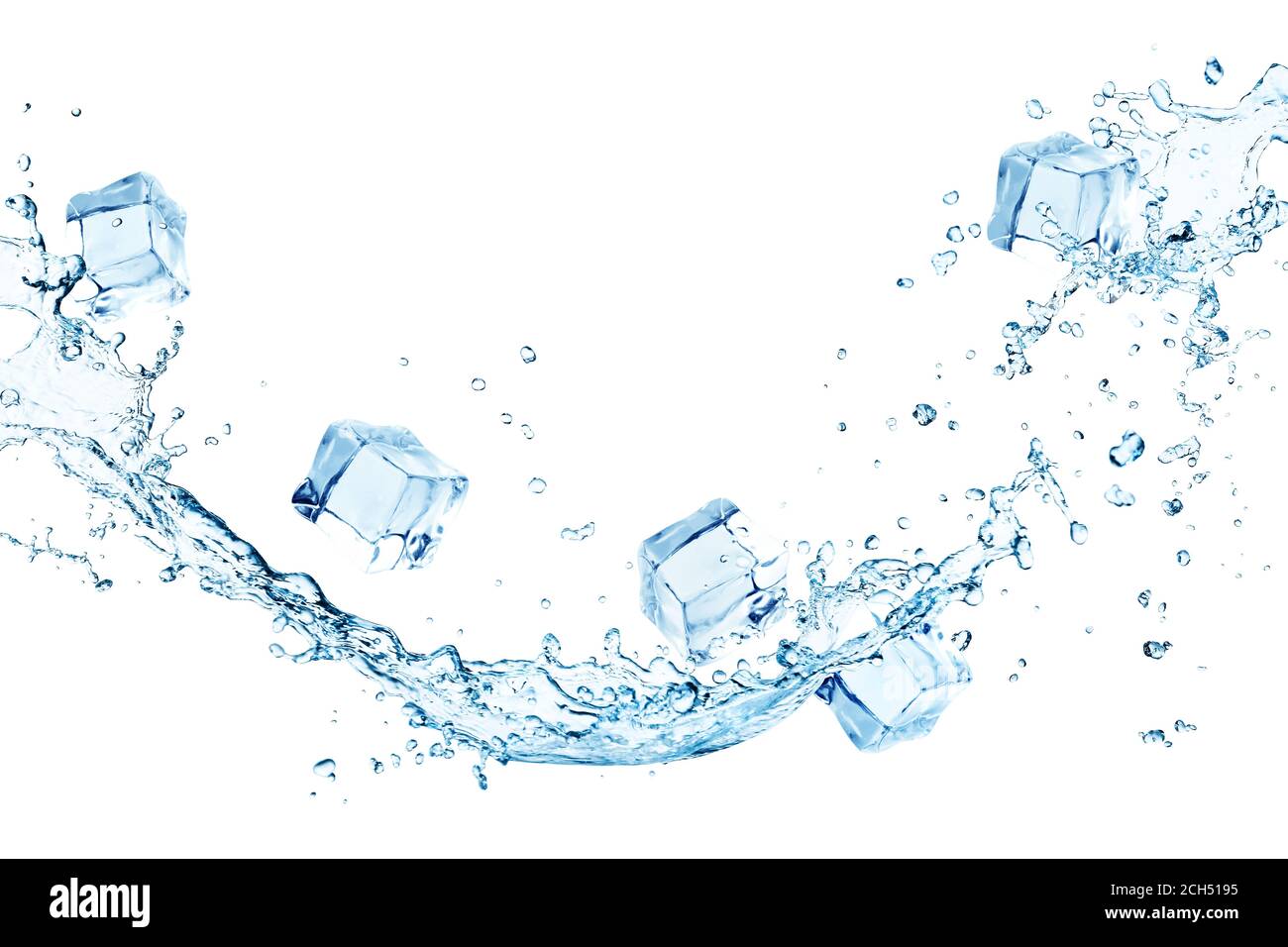 Ice cubes with splashes of water on white background Stock Photo - Alamy