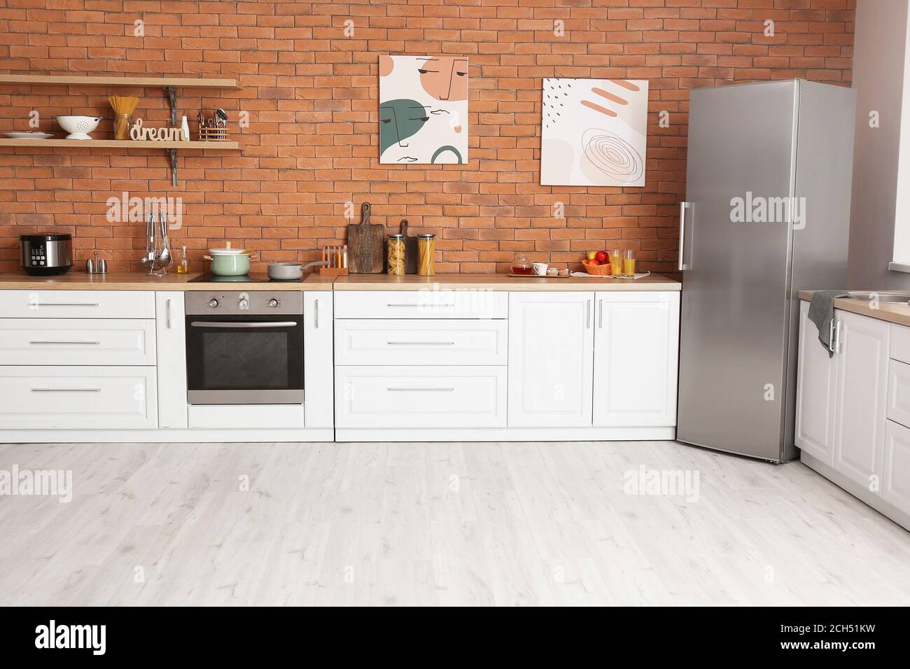 Interior of kitchen with modern appliances Stock Photo - Alamy