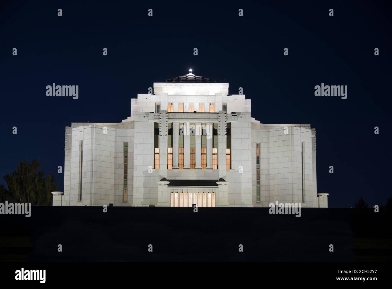 Cardston Alberta Temple At Night Stock Photo