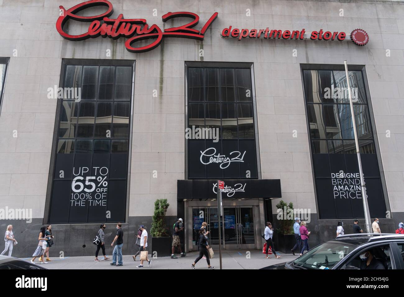 NEW YORK, NY SEPTEMBER 13 Century 21 department store logo and store seen in downtown
