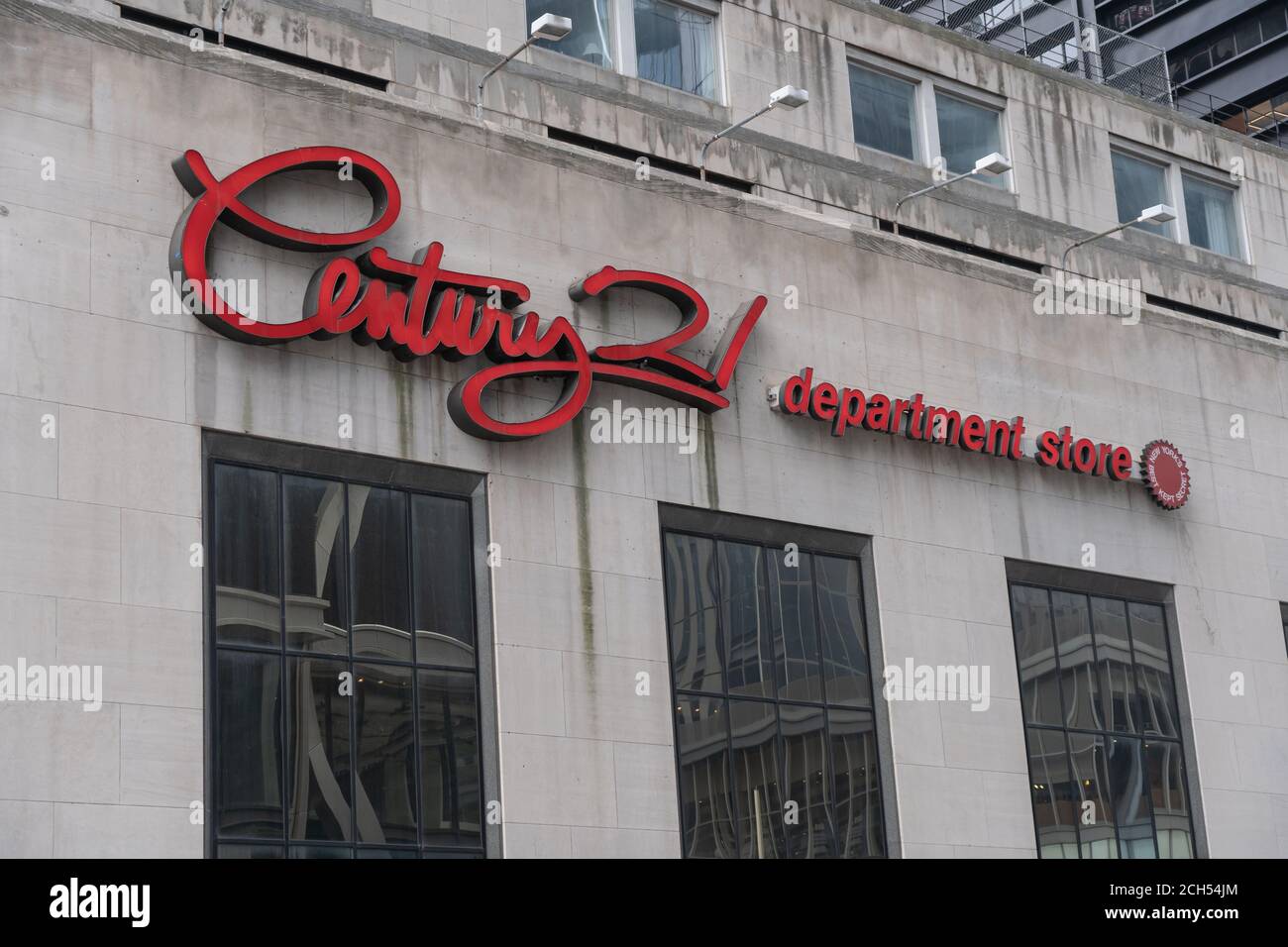 NEW YORK, NY SEPTEMBER 13 Century 21 department store logo and store seen in downtown