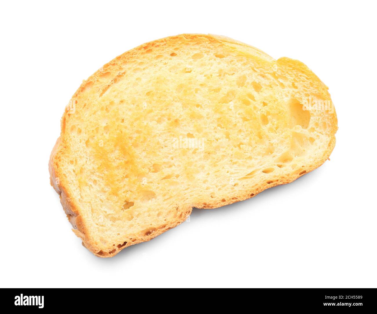 Slice of toasted bread on white background Stock Photo - Alamy
