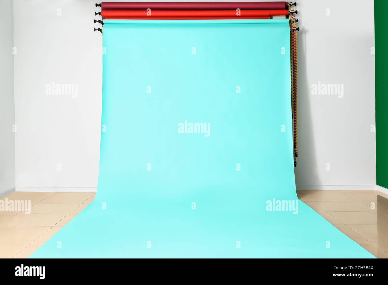 Color backdrops in modern photo studio Stock Photo