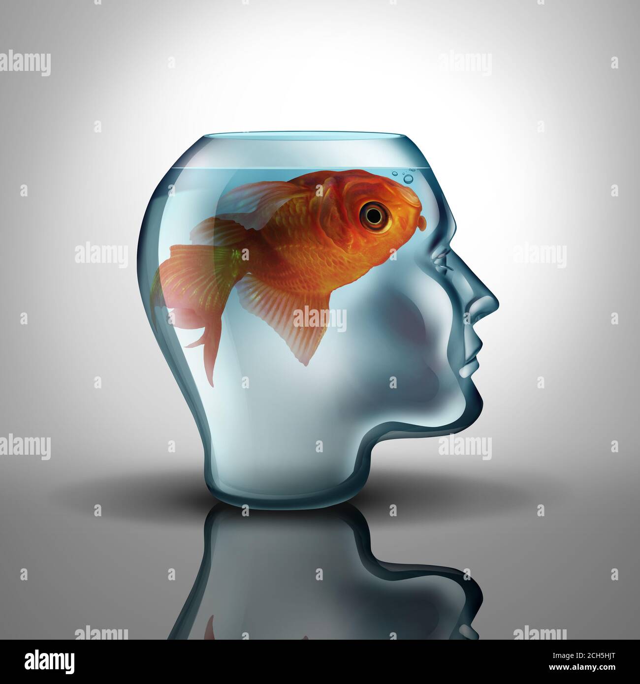 Creative idea and dead thinking or loss of knowledge as a mental health symbol for Alzheimer's disease or dementia and losing rational reasoning with Stock Photo