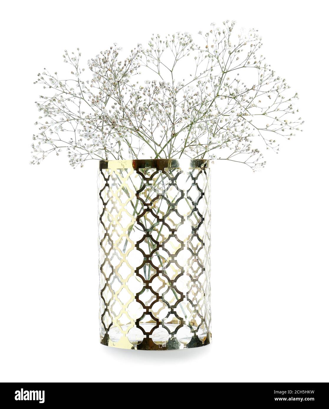 Beautiful vase with flowers on white background Stock Photo - Alamy