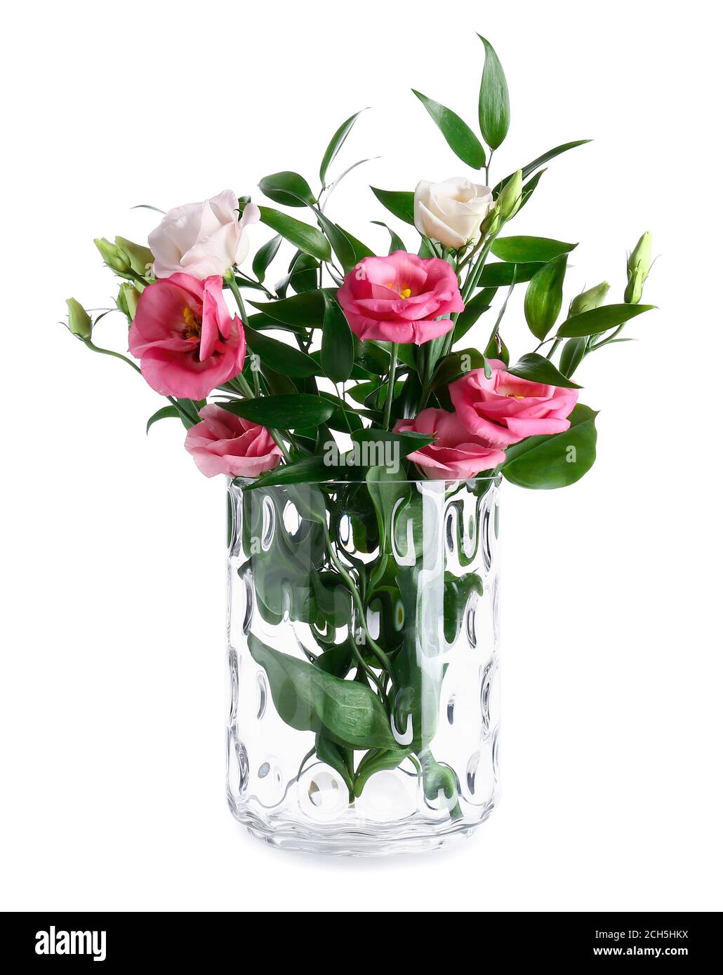 Beautiful vase with flowers on white background Stock Photo - Alamy