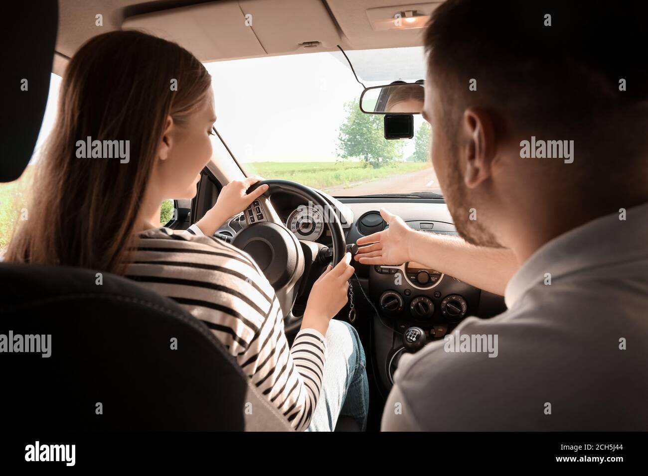 Instructor conducting driver licence test Stock Photo Alamy