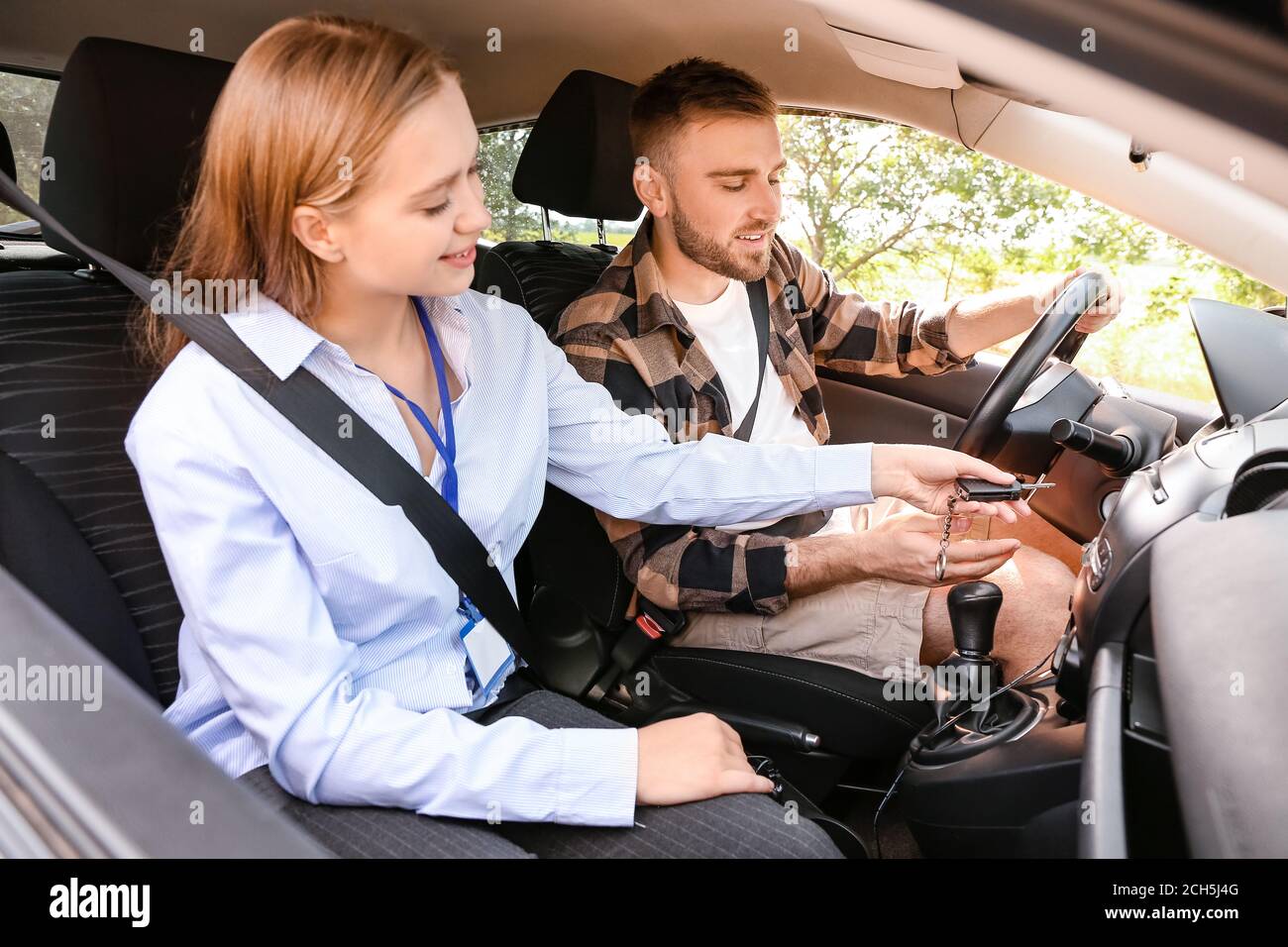 Instructor conducting driver licence test Stock Photo Alamy