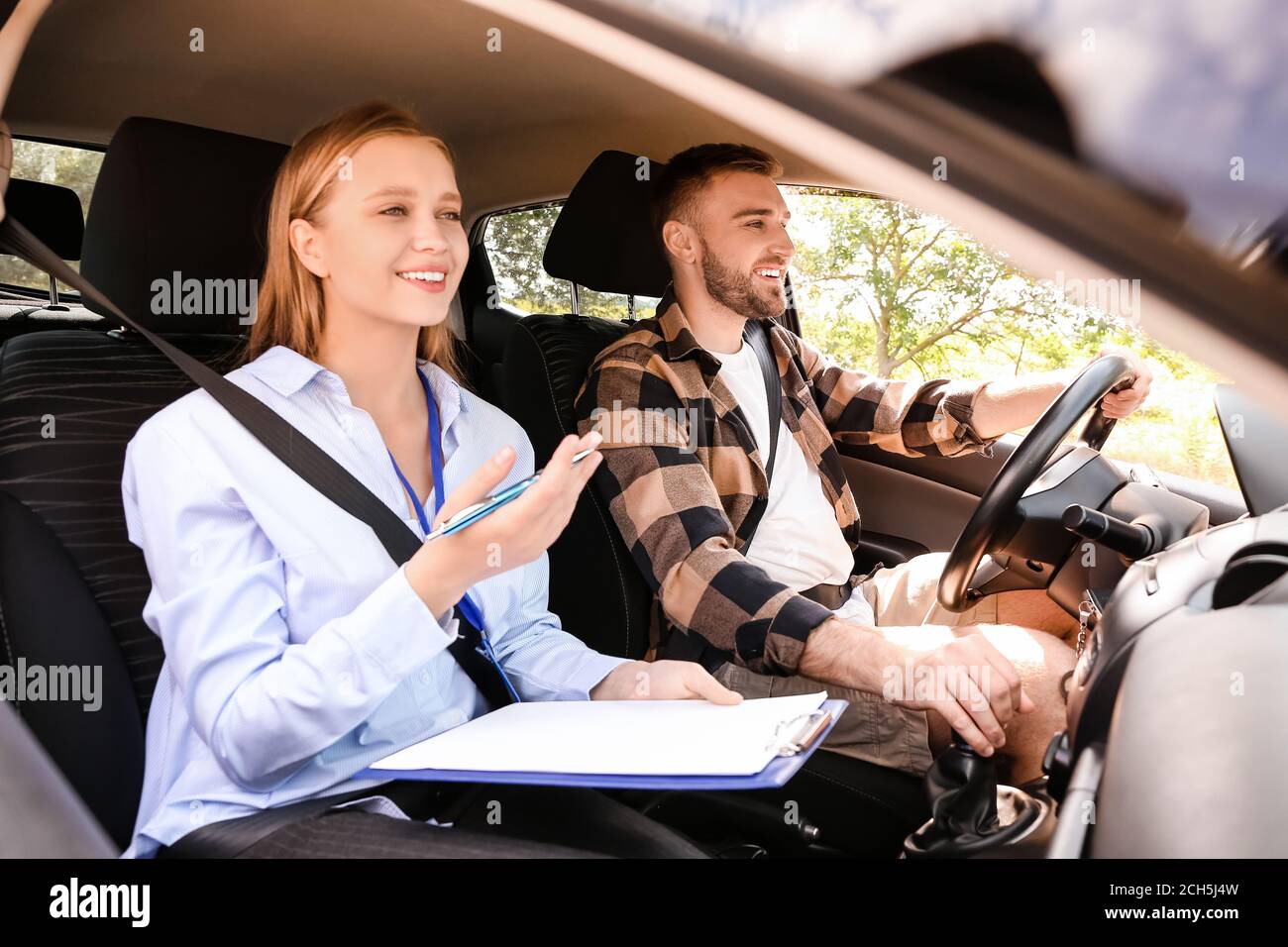 Instructor conducting driver licence test Stock Photo Alamy