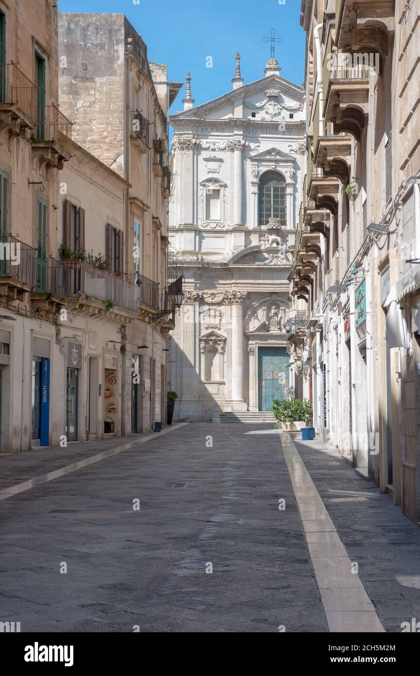 The corso Vittorio Emanuele II in Lecce, Apulia, deserted due the lockdown Stock Photo