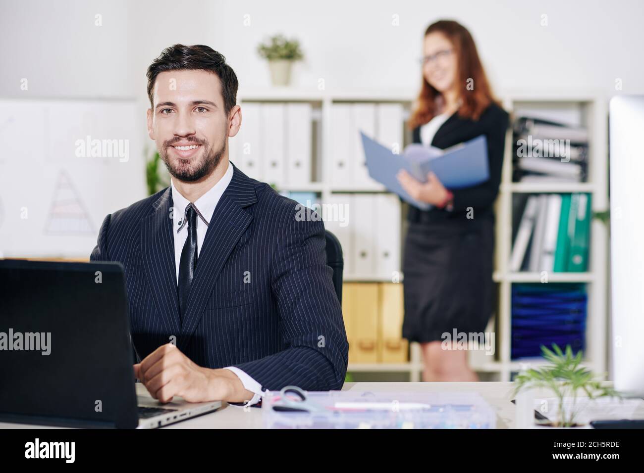 Cheerful young entrepreneur Stock Photo