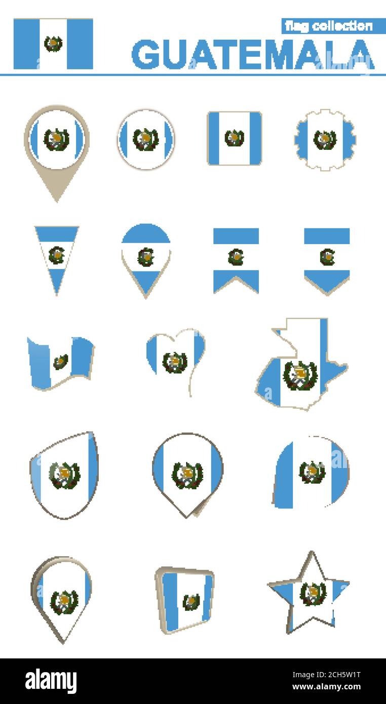 Guatemala Flag Collection. Big set for design. Vector Illustration ...