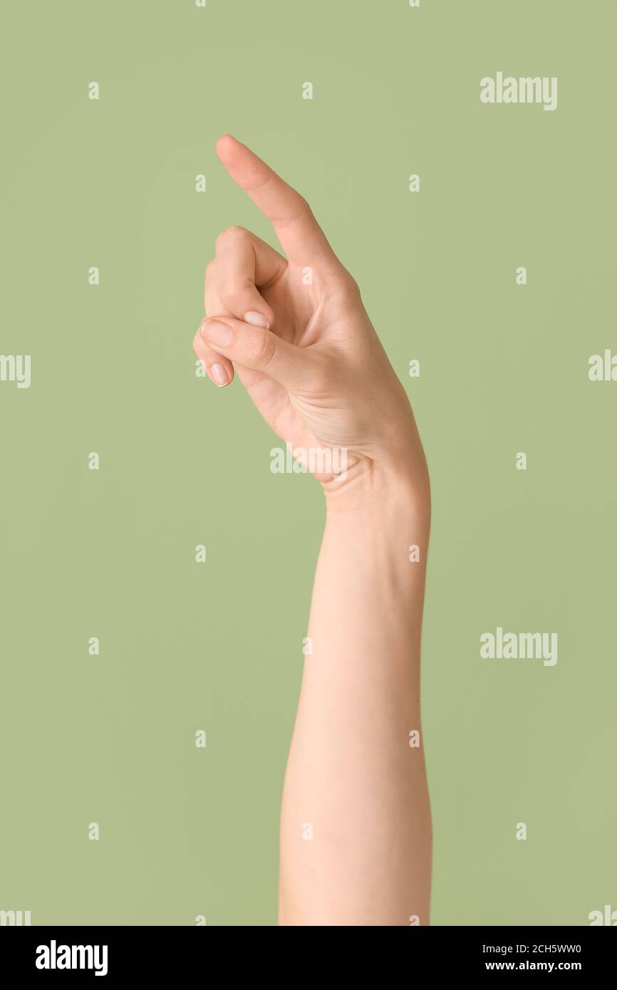 Hand showing letter Z on color background. Sign language alphabet Stock ...