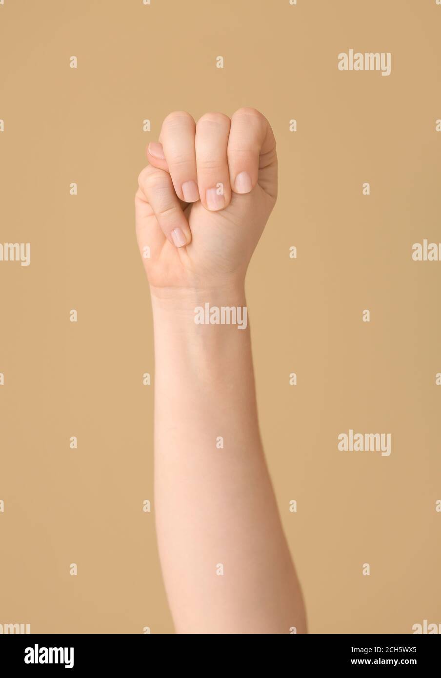 Hand showing letter M on color background. Sign language alphabet Stock ...