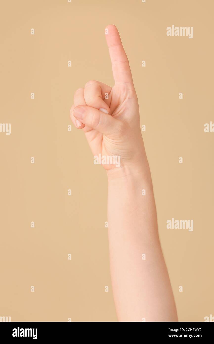 Hand showing letter Z on color background. Sign language alphabet Stock ...