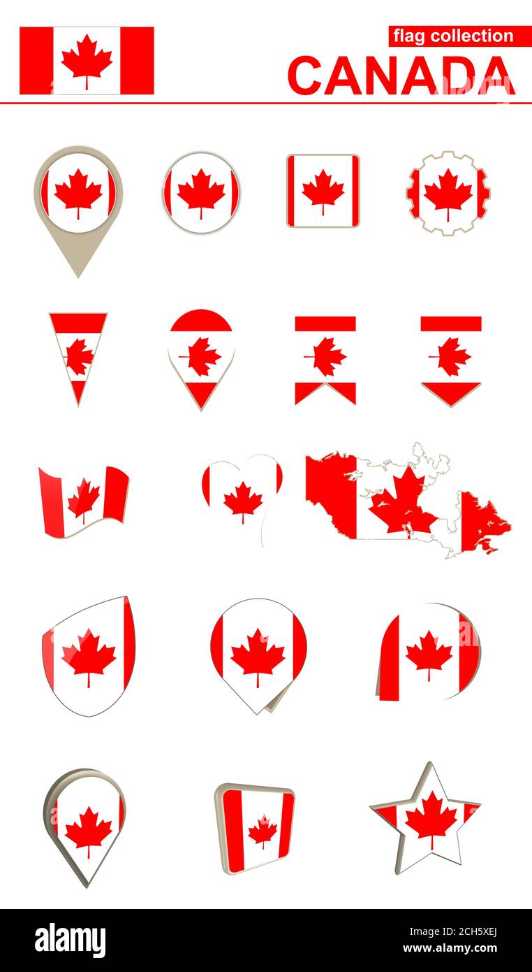 Canada Flag Collection. Big set for design. Vector Illustration Stock ...