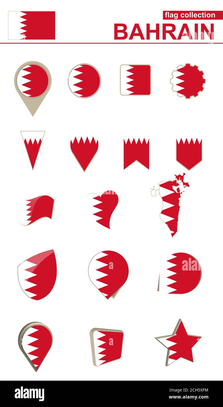 Bahrain Flag Collection. Big set for design. Vector Illustration. Stock Vector